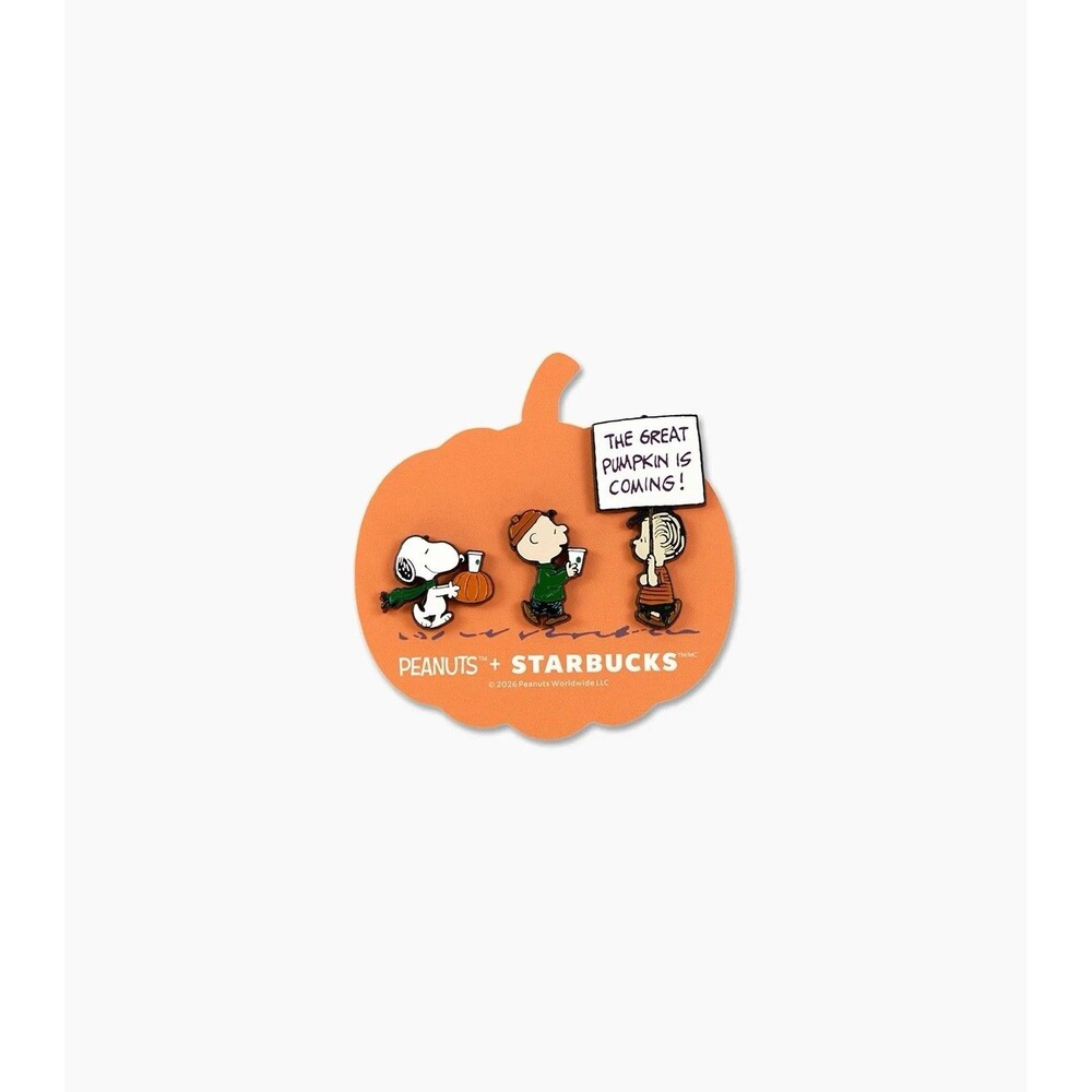 Peanuts x Starbucks Great Pumpkin Enamel Pin Set Snoopy 2026 SOLD OUT